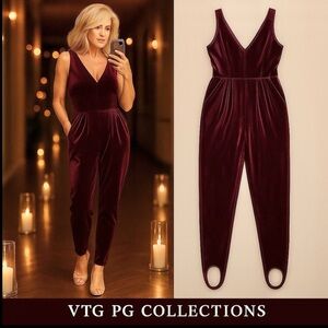 VTG,PG Collections California Velvet,Evening Jumpsuit,Stretch Retro,EVC, Size 8